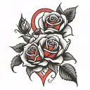 red and black roses with a heart  tattoo design idea