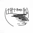 a man with forest, waterfall, valcano, tsunami, earthquake and floods tattoo design idea