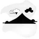 a man with forest, waterfall, valcano, tsunami, earthquake and floods tattoo design idea