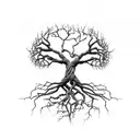 A tree of life with roots spreading into the shape of helping hands, illustrating the client's commitment to both personal growth and making a positive impact on others tattoo design idea