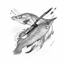 sturgeon with gun tattoo design idea