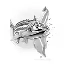 sturgeon with gun tattoo design idea