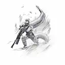 sturgeon with gun tattoo design idea