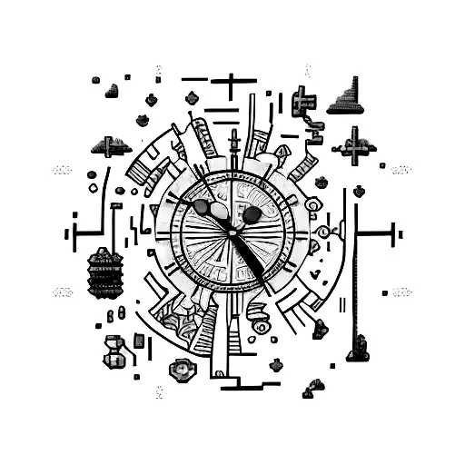 sand clock with pixel art  tattoo design idea