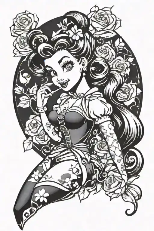 disney pinup girl tattoo design idea