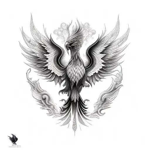 black phoenix tattoo design idea