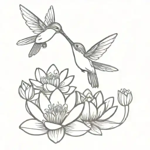 Hummingbird and Water Lily with Om Design:   tattoo design idea