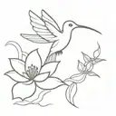 Hummingbird and Water Lily with Om Design: A hummingbird hovering over a water lily, creating a sense of delicacy and vi tattoo design idea