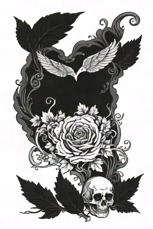 echoes whisper and darkness dances with secrets the heart of mystery beats tattoo design idea