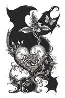 echoes whisper and darkness dances with secrets the heart of mystery beats tattoo design idea