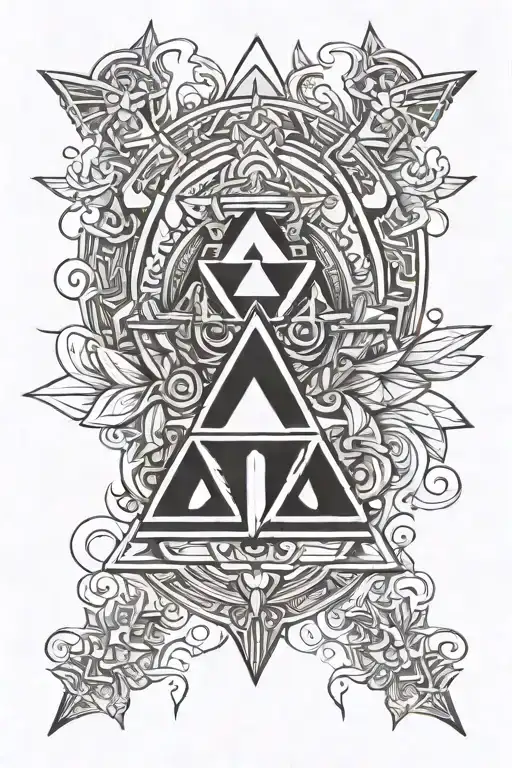 Zelda triforce fine lines tattoo design idea