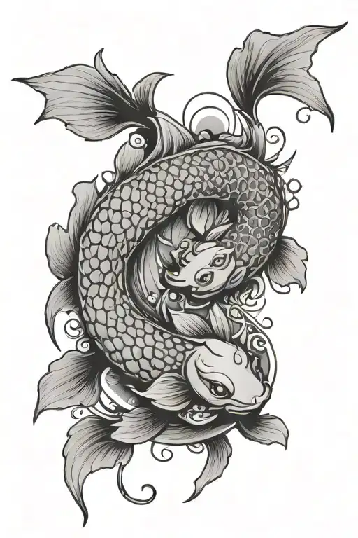 cyber sigilism koi fish yin yang tattoo design idea