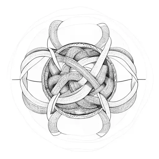 A moon, two ropes, one thick and the other thin tied together in a strong knot,  tattoo design idea