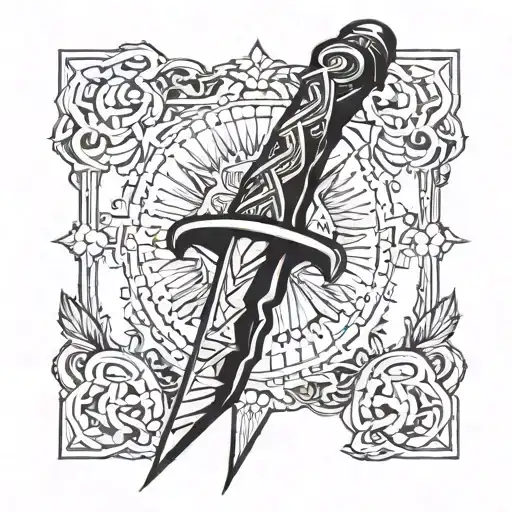 dagger with ice blade  tattoo design idea