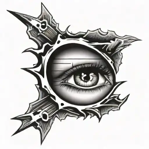 razor blade cutting eye tattoo design idea