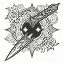 dagger with ice blade  tattoo design idea