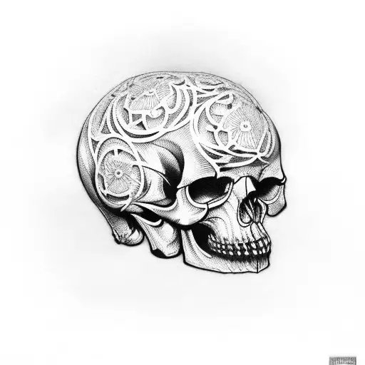 masonery skull chain tattoo design idea