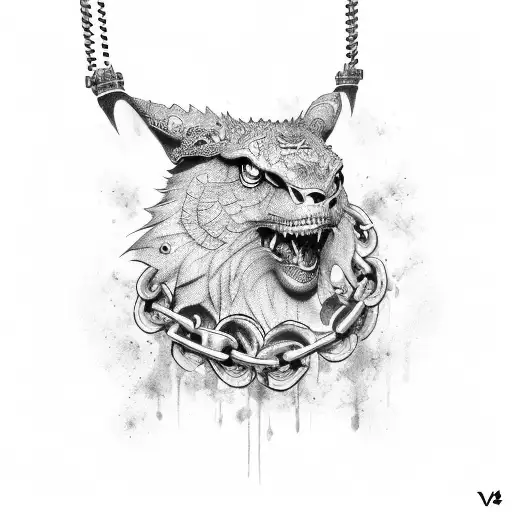 hand covered by chains  tattoo design idea