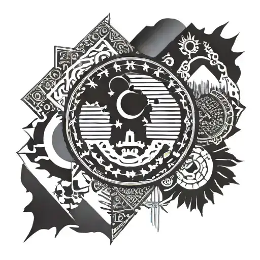 Incorporate elements of the flags of Afghanistan, Iraq, and Bosnia in a unique geometric design tattoo design idea