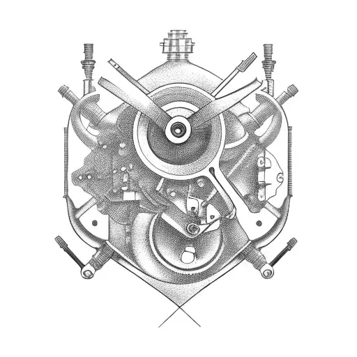 Incorporate two engines into a design inspired by the client's passion for mechanics and machinery tattoo design idea
