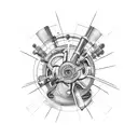 Incorporate two engines into a design inspired by the client's passion for mechanics and machinery tattoo design idea