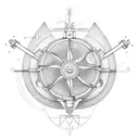 Incorporate two engines into a design inspired by the client's passion for mechanics and machinery tattoo design idea