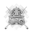 Incorporate two engines into a design inspired by the client's passion for mechanics and machinery tattoo design idea