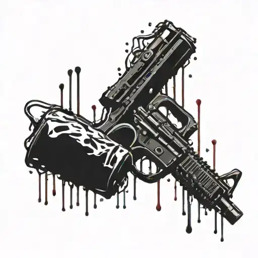 AR-15 dripping blood and death tattoo design idea
