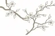 a plain vine that passes through one singular cross and comes out the other side as a cherry blossom vine  tattoo design idea