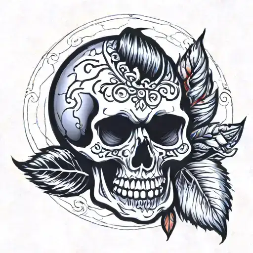 skull with symbolism to represent 3 brothers  tattoo design idea