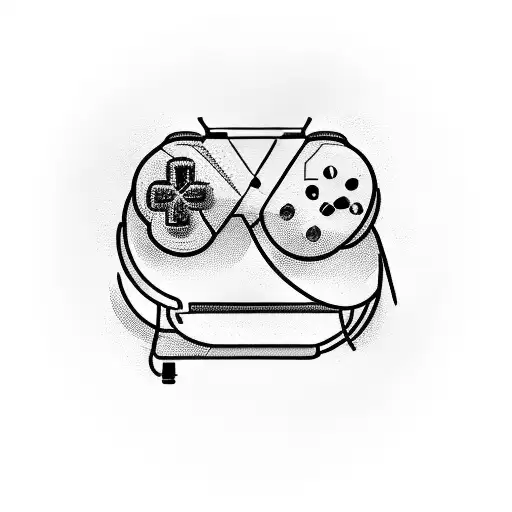 Gaming console controller merging with a classical guitar tattoo design idea