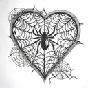  image of a spider web where the center is in the shape of a heart tattoo design idea