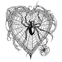  image of a spider web where the center is in the shape of a heart tattoo design idea
