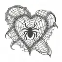  image of a spider web where the center is in the shape of a heart tattoo design idea