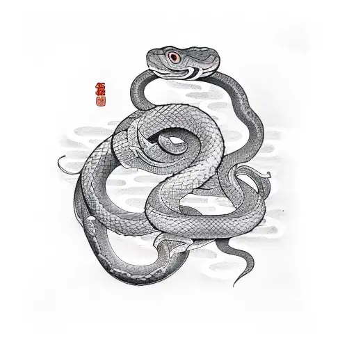 snake in swirling water tattoo design idea