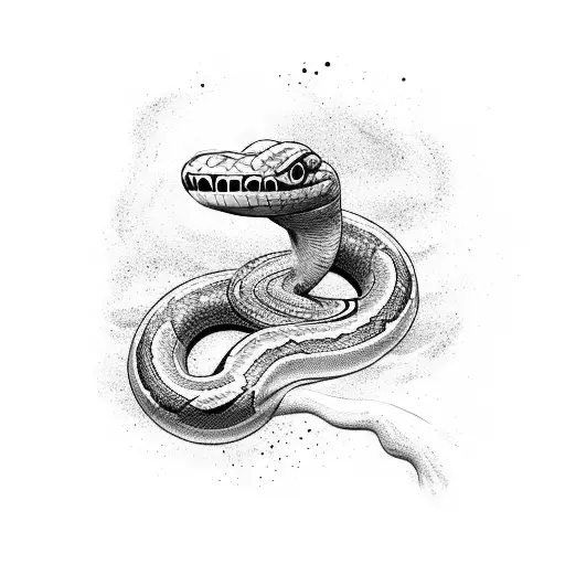snake in swirling water tattoo design idea