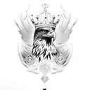 Eagle with a crown tattoo design idea