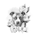 black and white flowers, family, pit bulls full sleave tattoo design idea