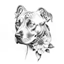 black and white flowers, family, pit bulls full sleave tattoo design idea