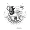 black and white flowers, family, pit bulls full sleave tattoo design idea