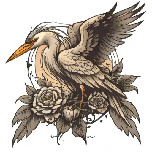 heron and death tattoo design idea