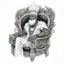 a portrait of obatala on his throne tattoo design idea