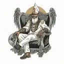 a portrait of obatala on his throne tattoo design idea
