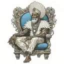 a portrait of obatala on his throne tattoo design idea