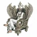 a portrait of obatala on his throne tattoo design idea