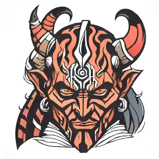 darth maul head, head, with Ashoka head tattoo design idea