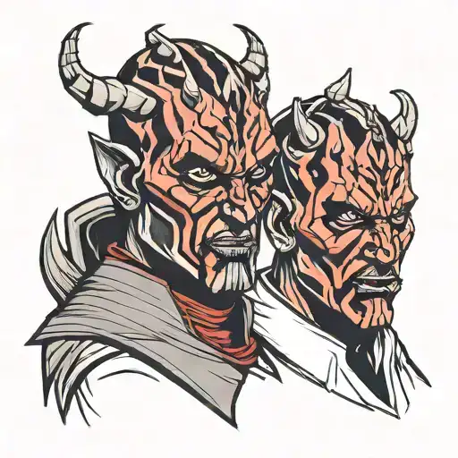 darth maul head, with admiral thrawn head, with Ashoka head tattoo design idea