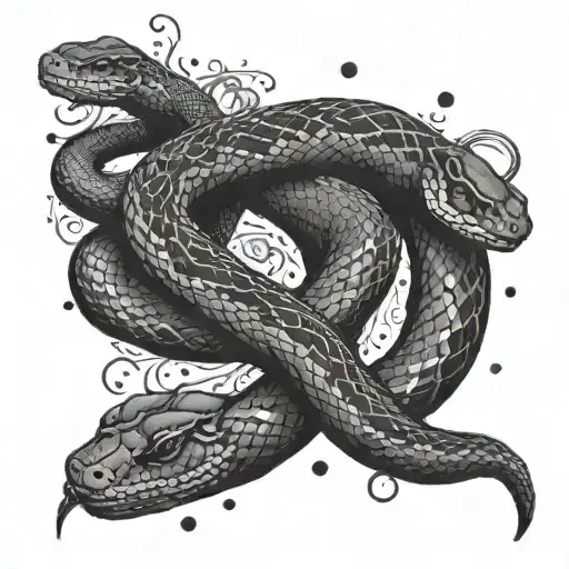 snake interwined with a gemini zodiac sign tattoo design idea
