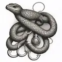 A dotwork tattoo of a stethoscope intertwined with a snake and a bird symbolizing healing and freedom tattoo design idea