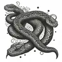 snake interwined with a gemini zodiac sign tattoo design idea